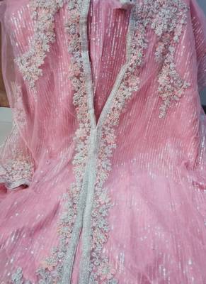 Onion pink embroidered designer jacket style pants suit 3