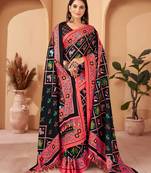 Women'S Multicolor Digital Printed Pasmina Saree With Shawl