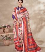 Women'S Multicolor Digital Printed Pasmina Saree With Shawl