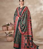 Women'S Multicolor Digital Printed Pasmina Saree With Shawl