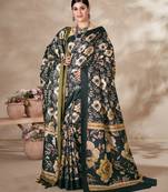 Women'S Multicolor Digital Printed Pasmina Saree With Shawl