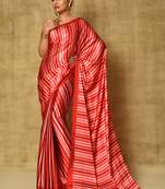 Women'S Maroon Digital Printed Pure Japan Satin Saree With Blouse