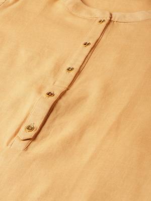 women beige cotton solid straight kurta 2