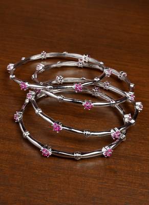 Silver Plated Ruby Embellished Designer Bangles BD692 1