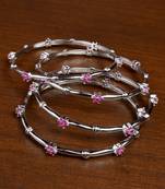 Silver Plated Ruby Embellished Designer Bangles BD692