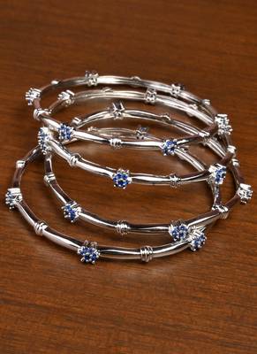 Silver Plated Sapphire Embellished Designer Bangles BD694 1