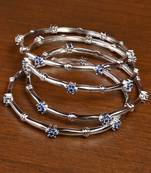 Silver Plated Sapphire Embellished Designer Bangles BD694