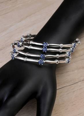 Silver Plated Sapphire Embellished Designer Bangles BD694 2