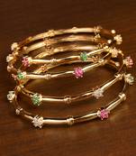 Gold Plated Ruby and Emerald Embellished Designer Bangles BD695