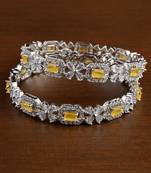 Silver Plated Yellow Stone Designer CZ Bangles BD696