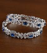 Silver Plated Blue Stone Designer CZ Bangles BD697