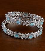 Silver Plated Arctic Blue Stone Designer CZ Bangles BD698