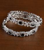 Silver Plated Black Stone Designer CZ Bangles BD699