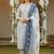 Ahika white printed polyester styles women's kurta trousers with dupatta