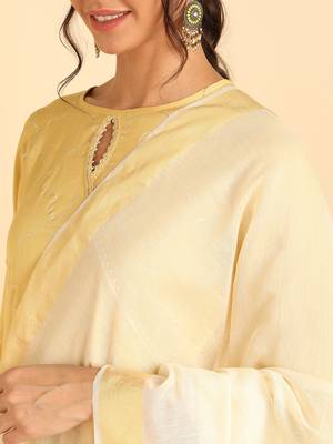 yellow solid poly silk styles women's kurta trousers with dupatta 2