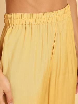 yellow solid poly silk styles women's kurta trousers with dupatta 5