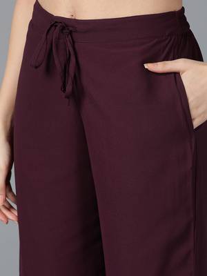 purple embroidered poly georgette styles women's kurta palazzos with dupatta 5