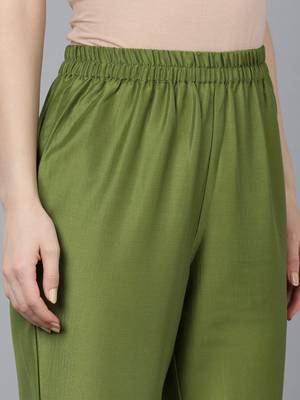 green embroidered poly silk kurta trousers with dupatta 4