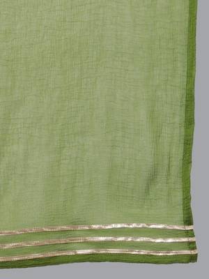 green embroidered poly silk kurta trousers with dupatta 5