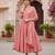 pink printed poly silk styles women's kurta trousers with dupatta