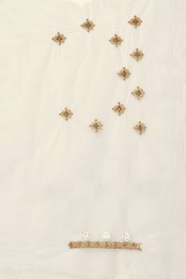 White resham zari stone embroidery work net saree 3