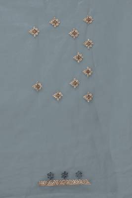 Light grey resham zari stone embroidery work net saree 3