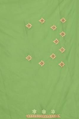 Green resham zari stone embroidery work net saree 3