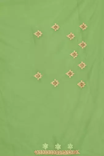 Green resham zari stone embroidery work net saree