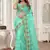 Sea green resham zari stone embroidery work net saree