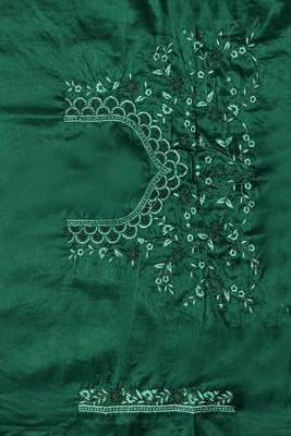 Green heavy resham coding embroidery work silk saree 3
