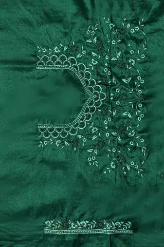 Green heavy resham coding embroidery work silk saree
