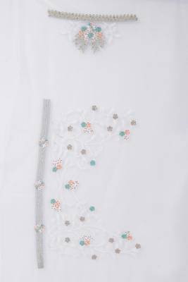 White heavy resham stone embroidery work net saree 2