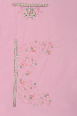 Pink heavy resham stone embroidery work net saree 3