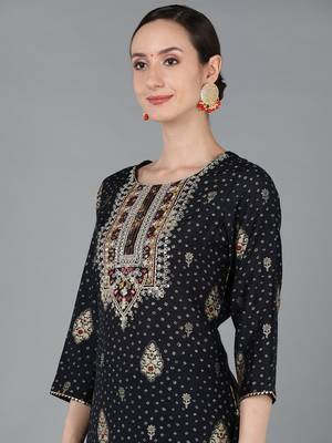 black embroidered chanderi silk styles women's kurta trousers with dupatta 2