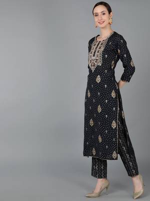 black embroidered chanderi silk styles women's kurta trousers with dupatta 3