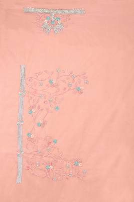 Peach heavy resham stone embroidery work net saree 3