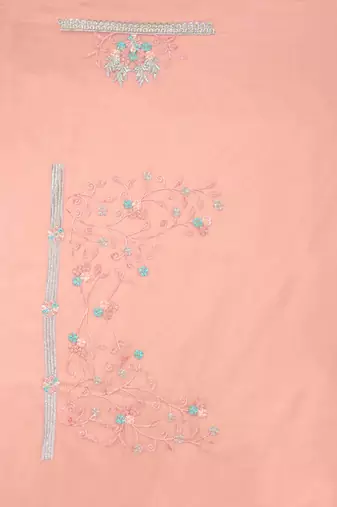 Peach heavy resham stone embroidery work net saree