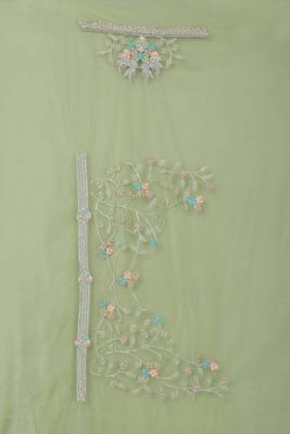 Pista green heavy resham stone embroidery work net saree 3