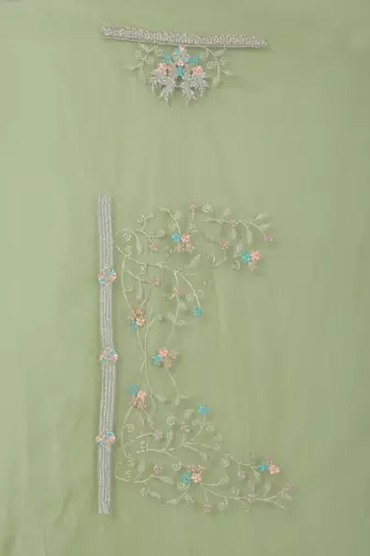 Pista green heavy resham stone embroidery work net saree