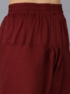 maroon embroidered silk blend styles women's kurta trousers with dupatta 5
