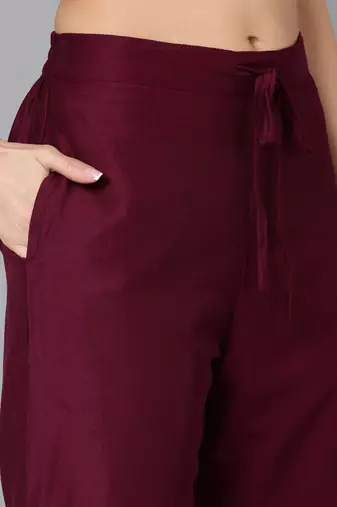 Plum Polyester Sequin Work Salwar Kameez