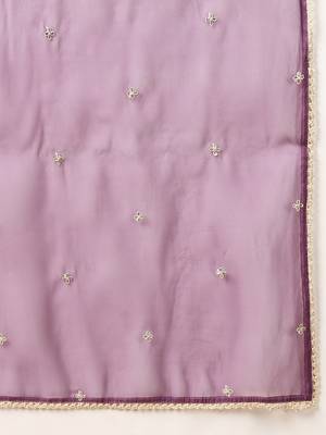 purple embroidered silk blend styles women's kurta trousers with dupatta 5