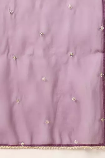 purple embroidered silk blend styles women's kurta trousers with dupatta