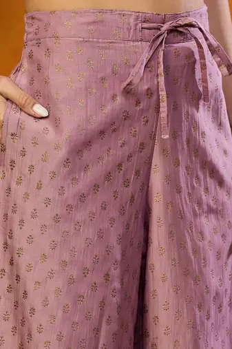pink embroidered silk blend styles women's kurta palazzos with dupatta