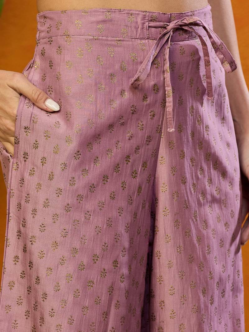 pink embroidered silk blend styles women's kurta palazzos with dupatta