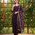 magenta embroidered silk blend styles women's kurta trousers with dupatta