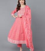 peach embroidered rayon blend styles women's kurta trousers with dupatta