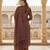 Brown Cotton Blended Stitched Women's Kurta Trousers with Dupatta