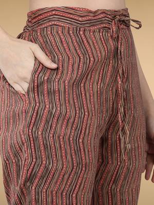 Brown Cotton Blended Stitched Women's Kurta Trousers with Dupatta 5