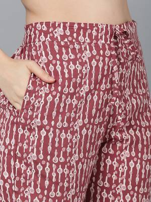 mauve printed pure cotton styles women's kurta trousers with dupatta 5